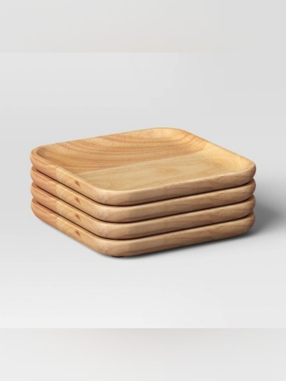 Threshold 4pc 6"x6" Wood Square Serving Platter Natural